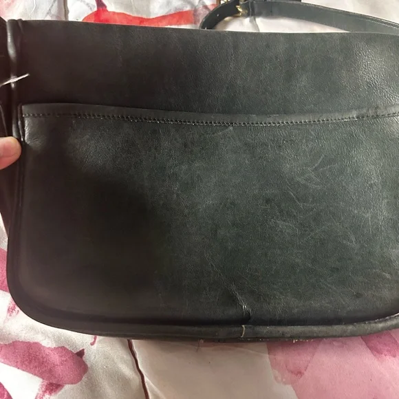 Coach Black Leather Shoulder Bag with Gold Accents - Picture 7 of 13